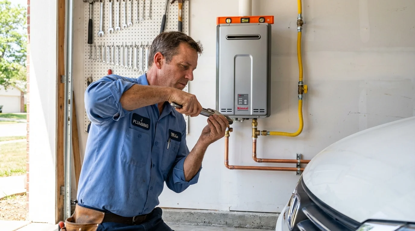 Tankless water heater installation by a Johns Plumbing LLC plumber in Cameron